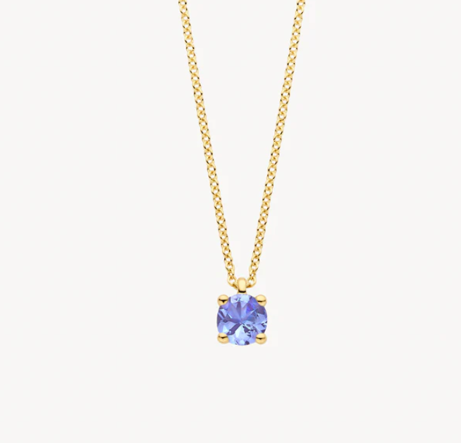 Natural Tanzanite Halo Pendant popular Pendant, 14K Solid Gold Diamond Necklace, 0.27 Carat Gemstone Pendant, December Birthstone Pendant For Wife