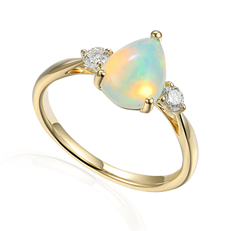 LAST NIGHT I DREAMT KITTY PEAR SHAPED OPAL AND DIAMOND RING