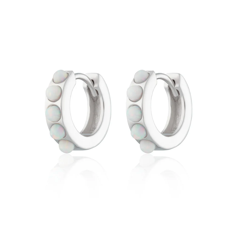 SCREAM PRETTY OPAL HUGGIE EARRINGS