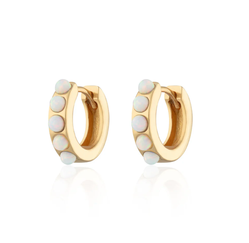 SCREAM PRETTY OPAL HUGGIE EARRINGS