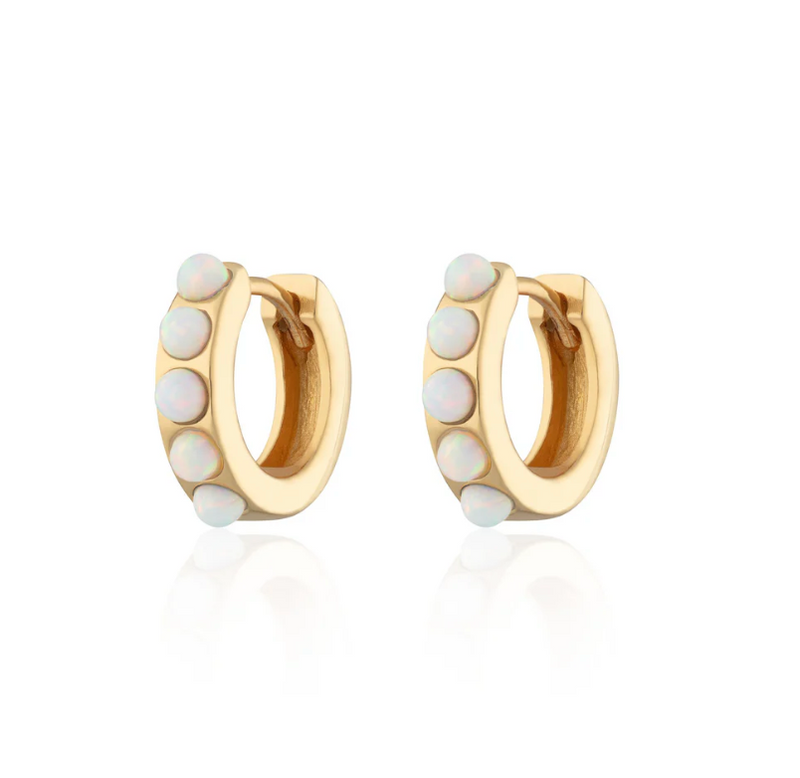 SCREAM PRETTY OPAL HUGGIE EARRINGS