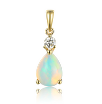 LAST NIGHT I DREAMT KITTY PEAR OPAL AND DIAMOND NECKLACE