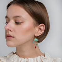 GRAINNE MORTON GREEN CLOUD & RAIN CHAIN DROP EARRINGS