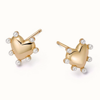 DAISY LONDON HEART PEARL STUD EARRINGS