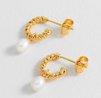 ESTELLA BARTLETT PEARL DROP AND TWIST HOOP EARRINGS