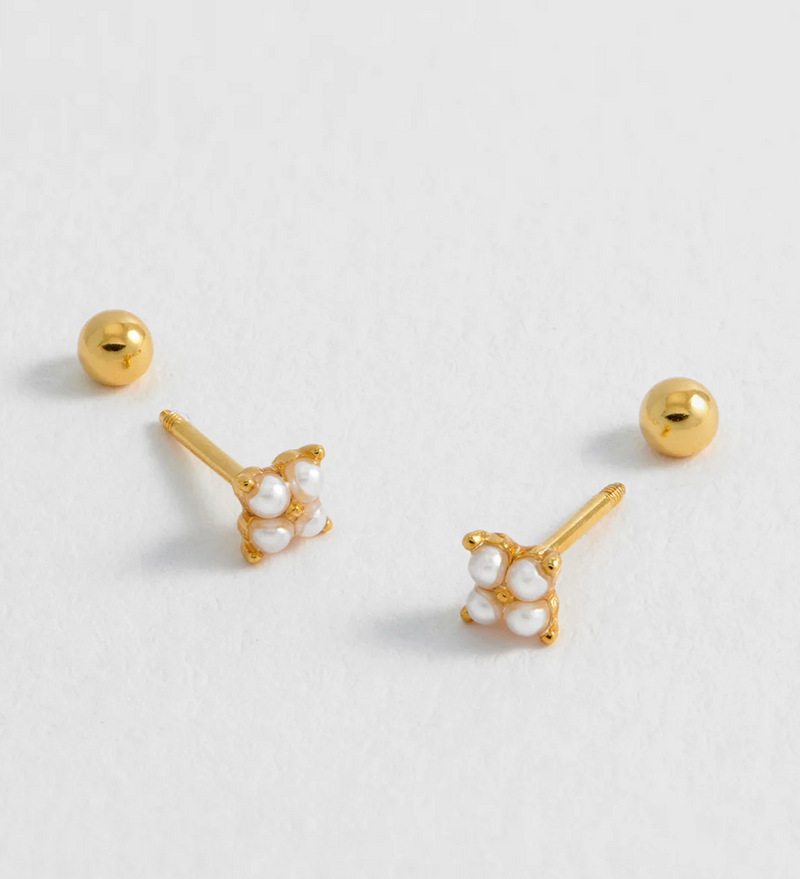 ESTELLA BARTLETT MINI PEARL FLOWER STUD EARRINGS