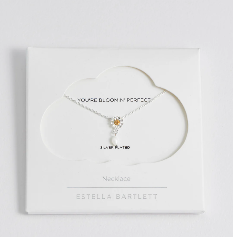 ESTELLA BARTLETT FLOWER PEARL DROP NECKLACE