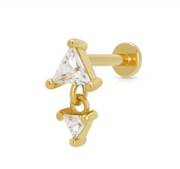 SCREAM PRETTY DIAMOND DROP FLAT BACK SINGLE STUD EARRINGS