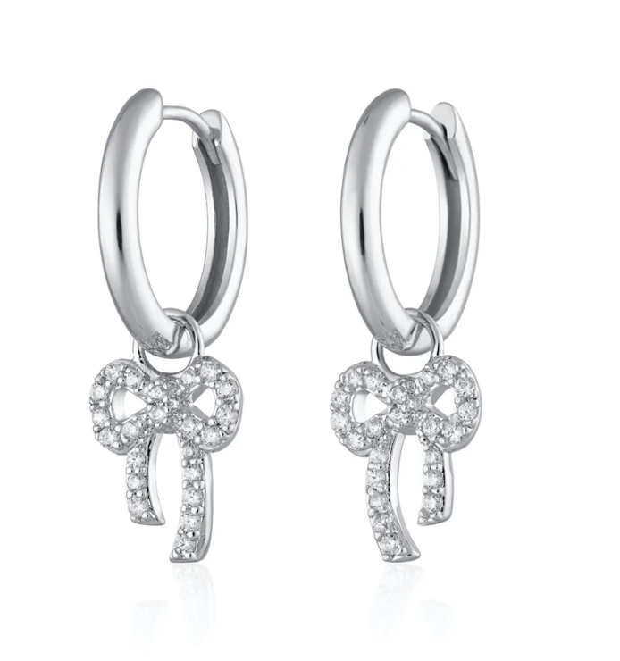 SCREAM PRETTY BOW CHARM HOOP EARRINGS