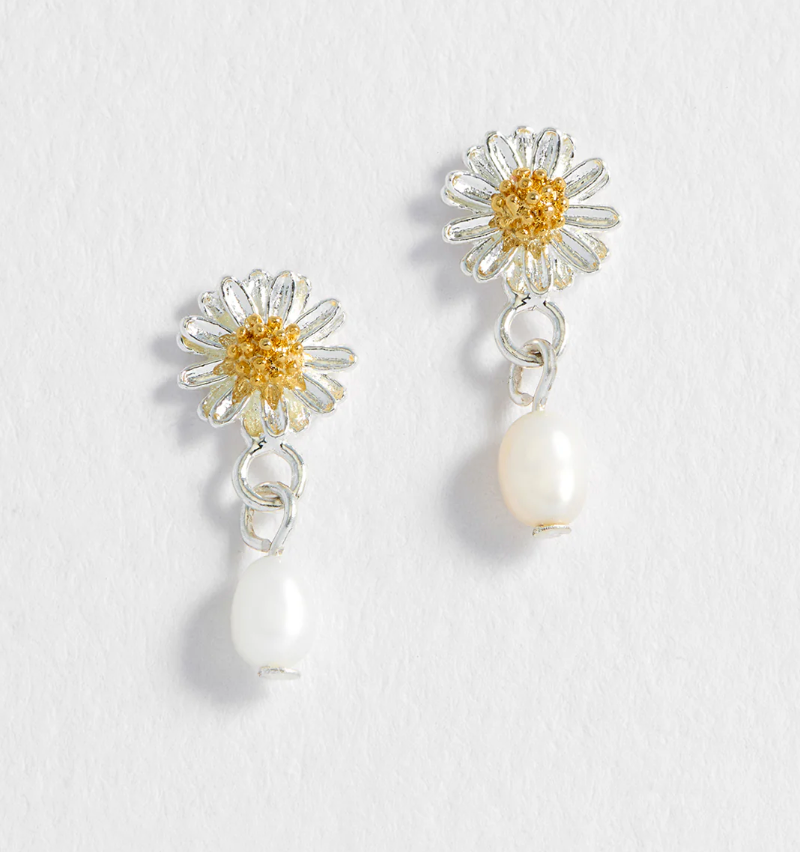 ESTELLA BARTLETT FLOWER PEARL DROP EARRINGS