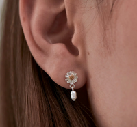 ESTELLA BARTLETT FLOWER PEARL DROP EARRINGS