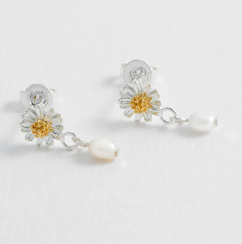 ESTELLA BARTLETT FLOWER PEARL DROP EARRINGS