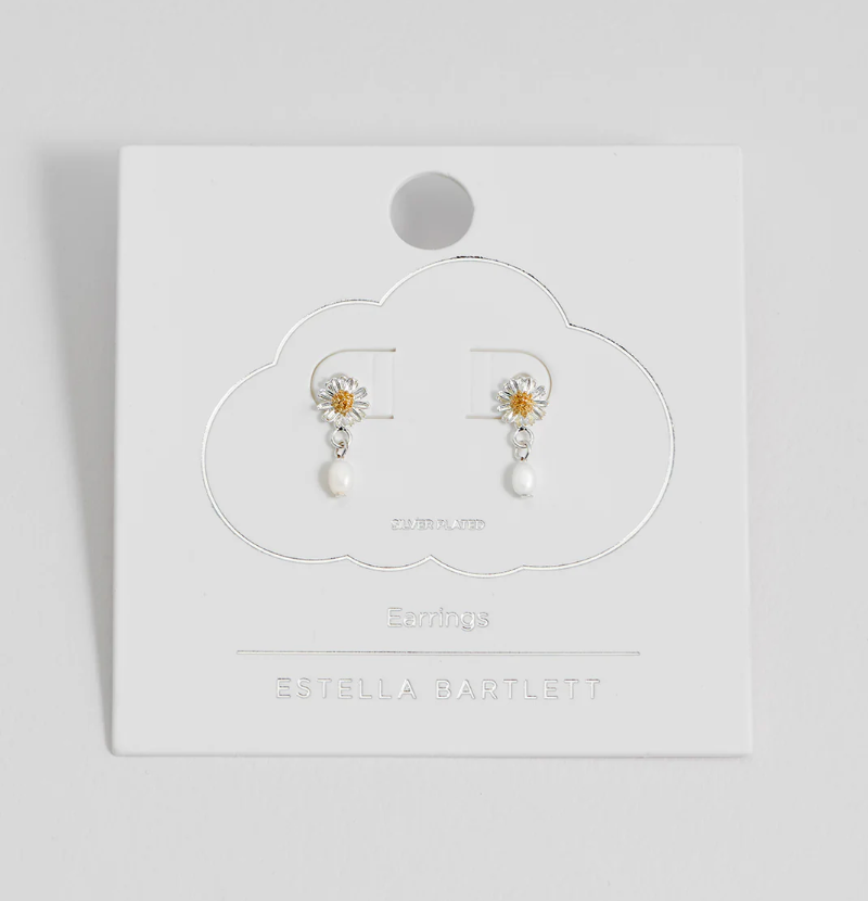 ESTELLA BARTLETT FLOWER PEARL DROP EARRINGS