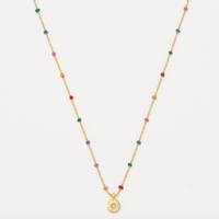 ESTELLA BARTLETT CZ PENDANT RAINBOW BEADED NECKLACE