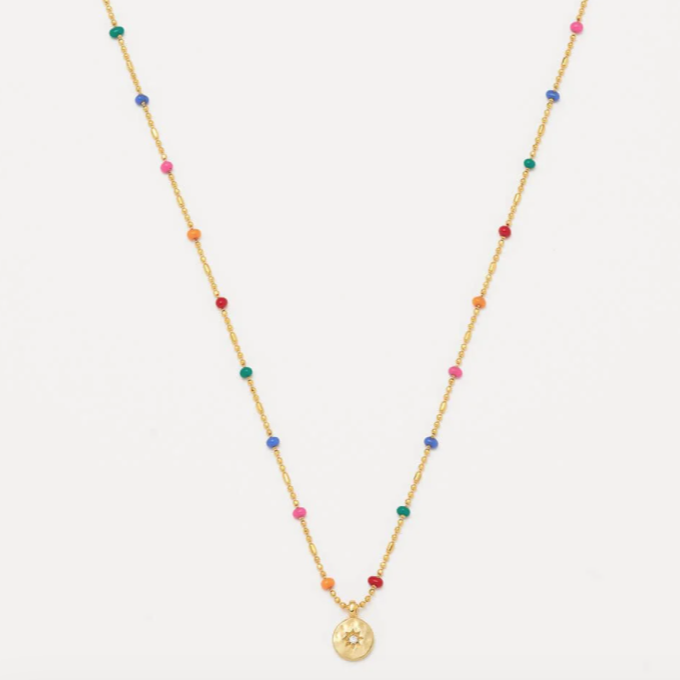 ESTELLA BARTLETT CZ PENDANT RAINBOW BEADED NECKLACE